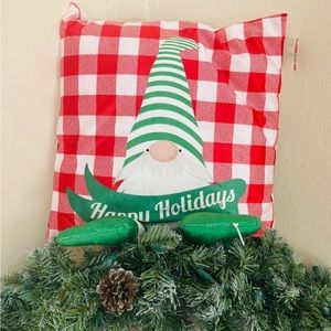 New target Christmas gnome with hanging legs plaid red pillow 🎄